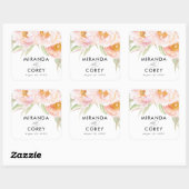 Lush Pink Peonies Floral Vierkante Sticker (Vel)