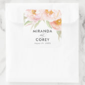 Lush Pink Peonies Floral Vierkante Sticker (Tas)