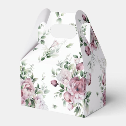 Lush Pink Peonies Greenery Over Pattern Bedankdoosjes (Achterkant)