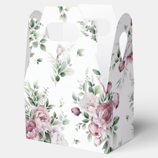 Lush Pink Peonies Greenery Over Pattern Bedankdoosjes (Geopend)