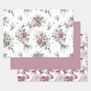 Lush Pink Peonies Greenery Over Pattern Inpakpapier Vel