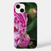 Lush Pink Peonies Monogram Hoesje-Mate iPhone Case (Achterkant)