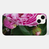 Lush Pink Peonies Monogram Hoesje-Mate iPhone Case (Achterkant (horizontaal))