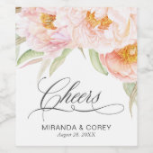 Lush Pink Peonies Romantic Wedding Floral Wijn Etiket (Enkel label)