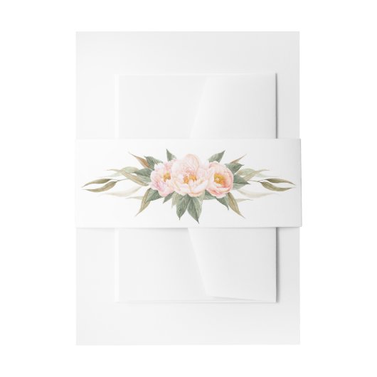 Lush Pink Peonies Waterverf Floral Uitnodigingen Wikkel (Voorkant Voorbeeld)