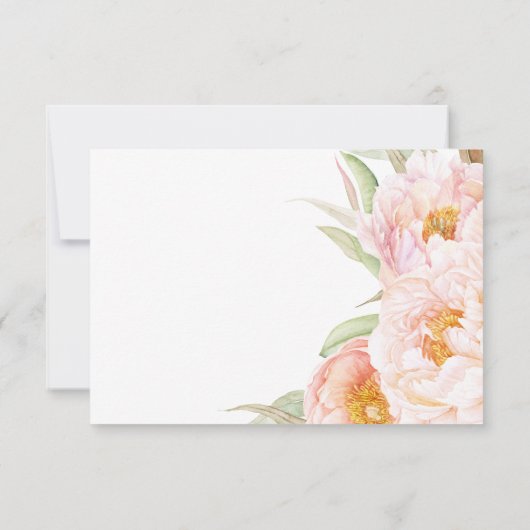 Lush Pink Pioenrozen Waterverf Bloemen RSVP (Achterkant)