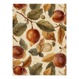 Lush Plums & Fig Leaves Art Print | Gilded Botanic Perfect Poster