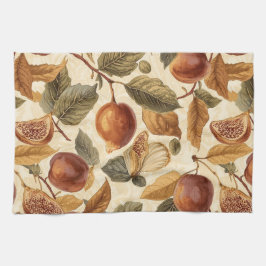 Lush Plums & Fig Leaves Kitchen Towel | Elegant Theedoek