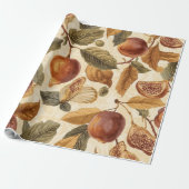 Lush Plums & Fig Leaves Wrapping Paper | Vintage Cadeaupapier (Uitgerold)