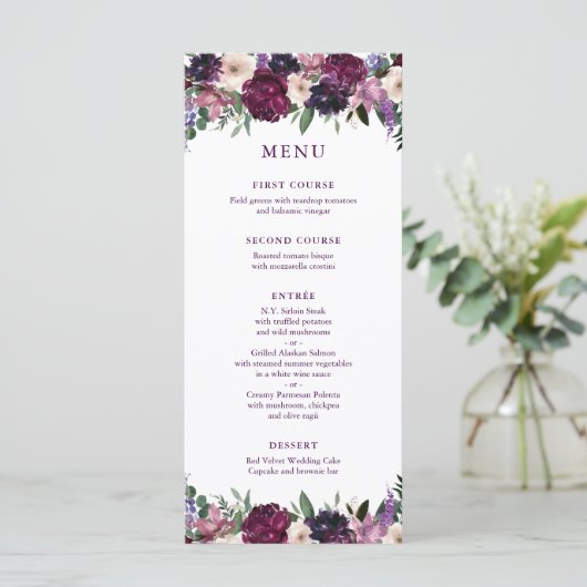 Lush Purple Flowers | Menu Romantic Wedding (Staand voorkant)