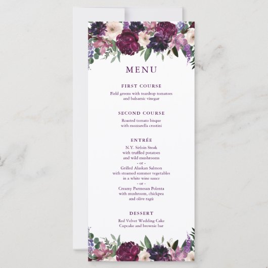 Lush Purple Flowers | Menu Romantic Wedding (Voorkant)