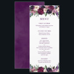 Lush Purple Flowers | Menu Romantic Wedding<br><div class="desc">Waterverf bloemen in de schoppen van de rijke bruine ,  zachte lila ,  diepe aubergine paarse en roze orchidee met moderne groene plantaardig plantaardig zoals ferns en eucalyptus in deze romantische,  elegante trouwmenu's.</div>