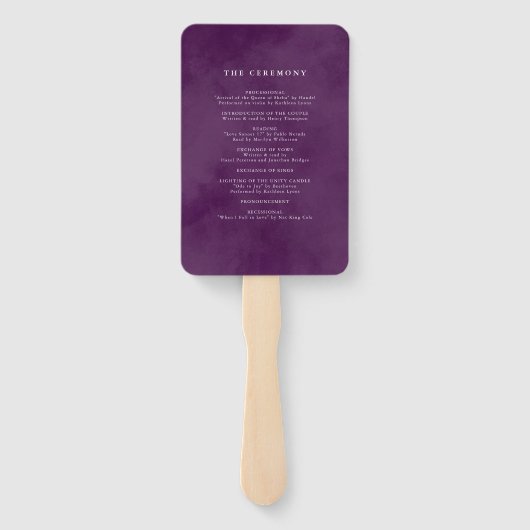 Lush Purple Flowers | Romantic Wedding Programme H Handwaaier (Achterkant)