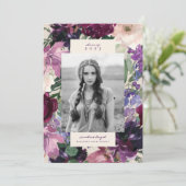 Lush Purple Flowers | Romantisch Afstuderen Foto: Aankondiging (Staand voorkant)