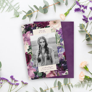 Lush Purple Flowers Romantisch Afstuderen Foto: Aankondiging