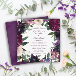 Lush Purple Flowers | Romantisch huwelijk Kaart