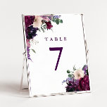 Lush Purple Flowers | Romantisch huwelijk Kaart<br><div class="desc">Waterverf bloemen in de schoppen van de rijke bruine ,  zachte lila ,  diepe aubergine paarse en roze orchidee met moderne groene botanische stoffen zoals ferns en eucalyptus in deze romantische ,  elegante boho - tafelkaartjes .</div>