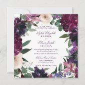 Lush Purple Flowers | Romantisch huwelijk Kaart (Voorkant)