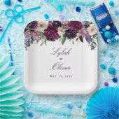 Lush Purple Flowers | Romantisch huwelijk Papieren Bordje (Feest)