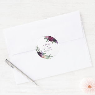 Lush Purple Flowers   Romantisch huwelijk Ronde Sticker