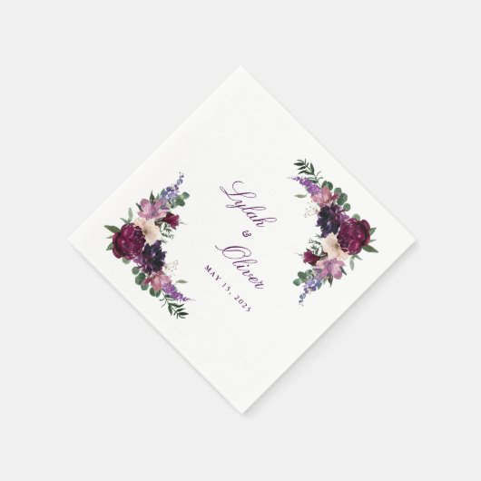 Lush Purple Flowers | Romantisch huwelijk Servet (Hoek)