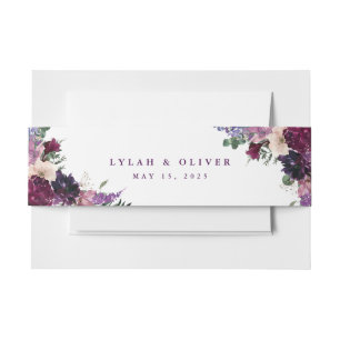 Lush Purple Flowers Romantisch huwelijk Uitnodigingen Wikkel