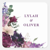 Lush Purple Flowers | Romantisch huwelijk Vierkante Sticker (Voorkant)