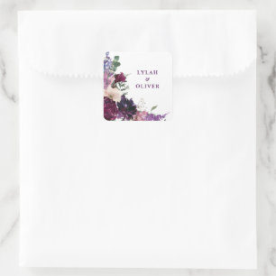 Lush Purple Flowers   Romantisch huwelijk Vierkante Sticker