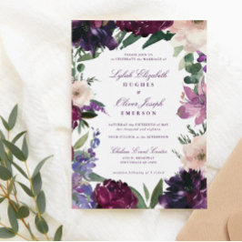 Lush Purple Flowers | Romantische weddenschappen Kaart