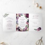 Lush Purple Flowers | Tri-Fold Wedding-uitnodiging Drieluik Uitnodiging (Binnen)