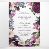 Lush Purple Flowers | Tri-Fold Wedding-uitnodiging Drieluik Uitnodiging (Binnenkant midden)
