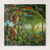 Lush rainforest scene teeming with capybaras legpuzzel (Horizontaal)