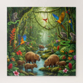 Lush rainforest scene teeming with capybaras legpuzzel (Verticaal)