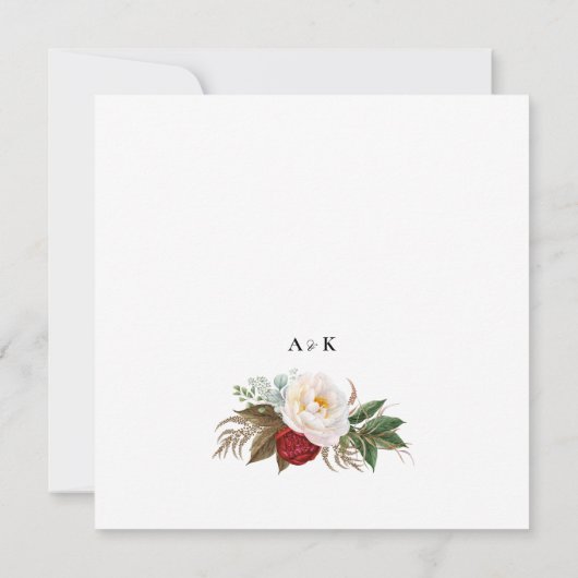 Lush Red Floral Monogram Wedding Save The Date (Achterkant)