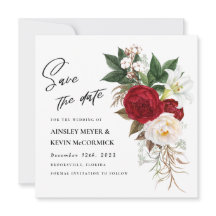 Lush Red Floral Monogram Wedding