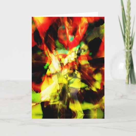 Lush Red-Oranje Yellow Black Abstract Flora Design Kaart (Voorkant)