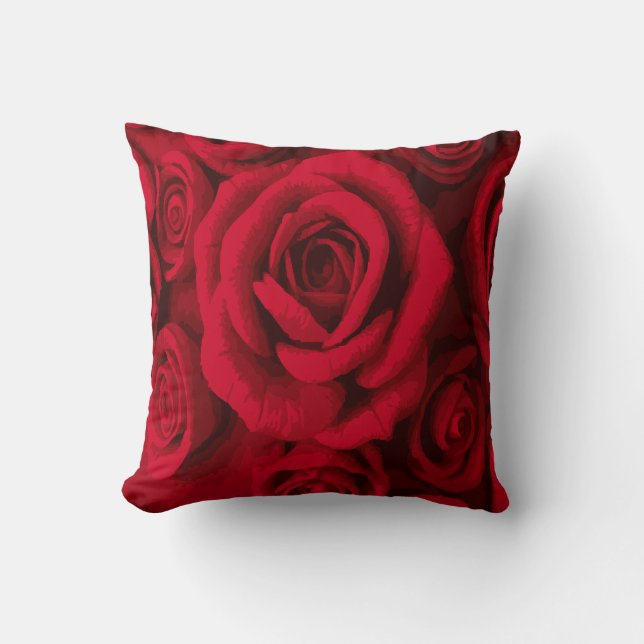 Lush Red Rose Bouquet Floral Design Kussen (Voorkant)
