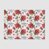 Lush Red Rose & Heart Petals Valentine Pattern Tissuepapier (Voorkant)