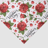 Lush Red Rose & Heart Petals Valentine Pattern Tissuepapier (Detail)