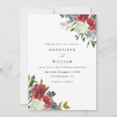 Lush Red Waterverf Floral Bouquet Photo Wedding (Voorkant)