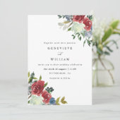 Lush Red Waterverf Floral Bouquet Photo Wedding (Staand voorkant)