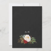 Lush Red Waterverf Peonies Floral Black Wedding Kaart (Achterkant)