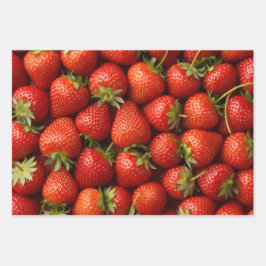 Lush, Ripe Strawberry Field Close-up Pattern Inpakpapier Vel