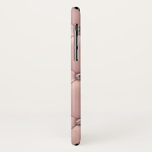 Lush Roos Gold Faux Leather & Diamonds Monogrammed Case-Mate iPhone Case (Achterkant/links)