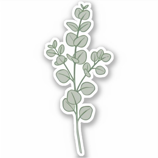 Lush Sage Green Eucalyptus Botanical Aesthetic Sticker (Voorkant)