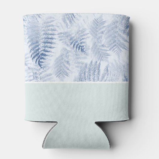 Lush Serene Blue Ferns op groen Blikjeskoeler (Achterkant)