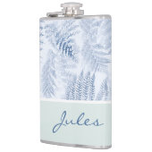 Lush Serene Blue Ferns op groen Heupfles (Links)