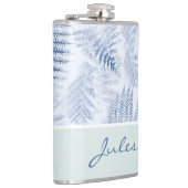 Lush Serene Blue Ferns op groen Heupfles (Rechts)