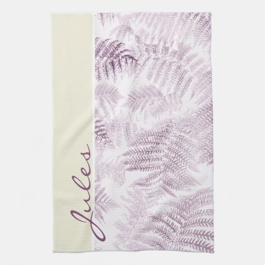 Lush Serene Pink Ferns op Yellow Theedoek (Verticaal)