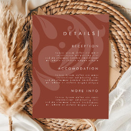 Lush Sienna Damask Stijlvolle bruiloft Details Informatiekaartje